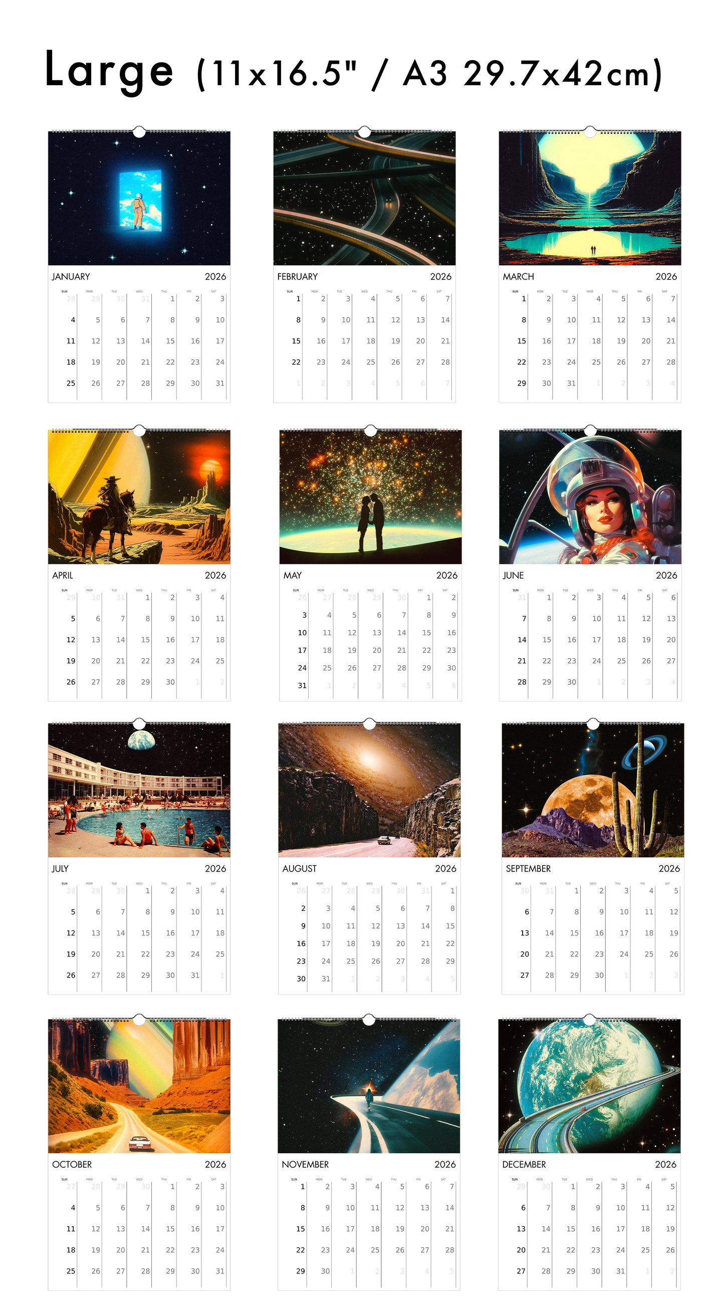 2026 Wall Calendar: Space Escape