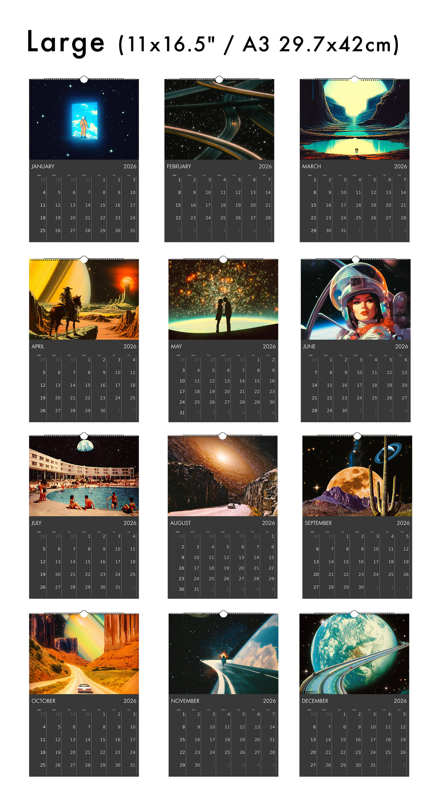 2026 Wall Calendar: Space Escape