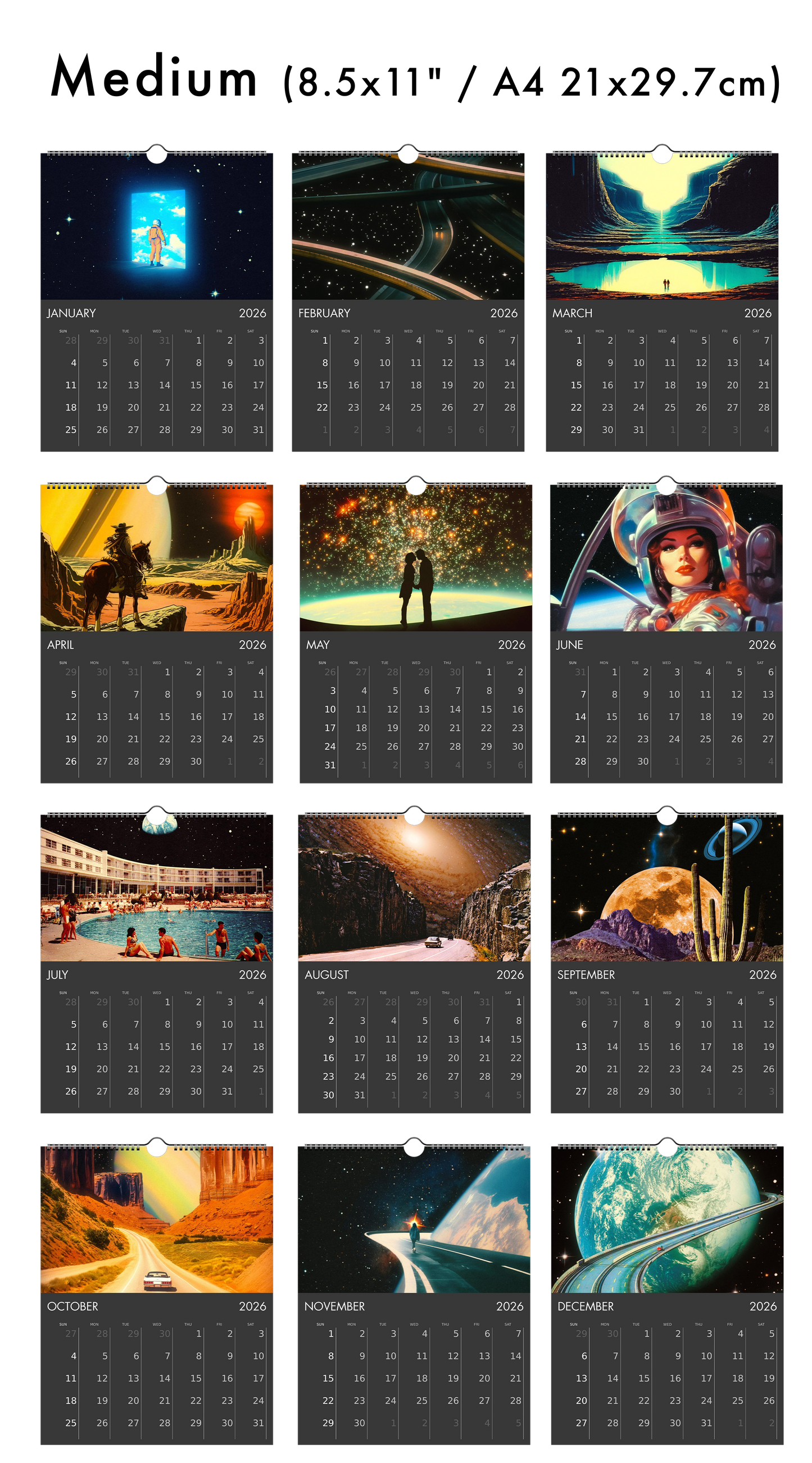 2026 Wall Calendar: Space Escape