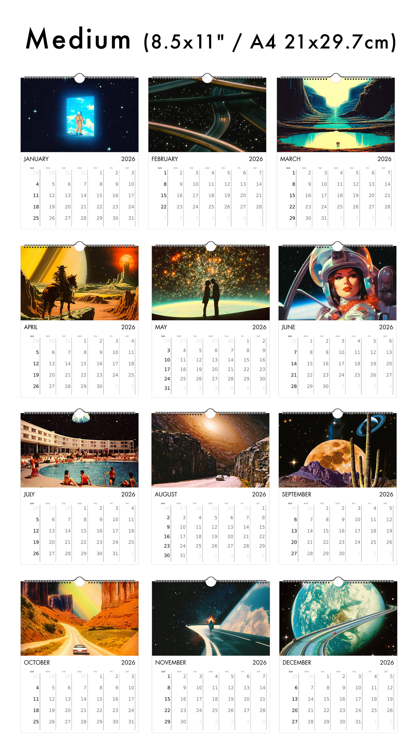 2026 Wall Calendar: Space Escape
