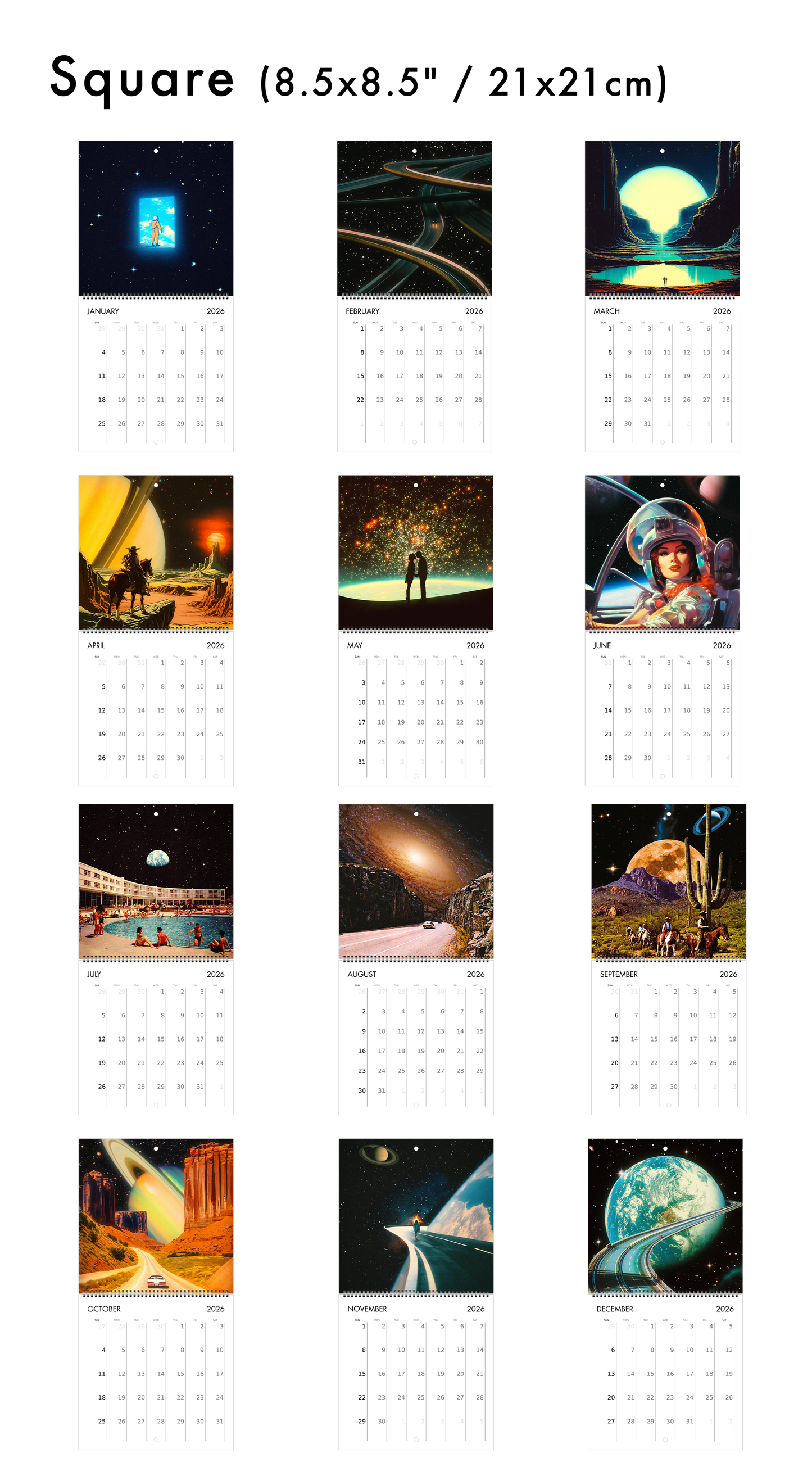 2026 Wall Calendar: Space Escape