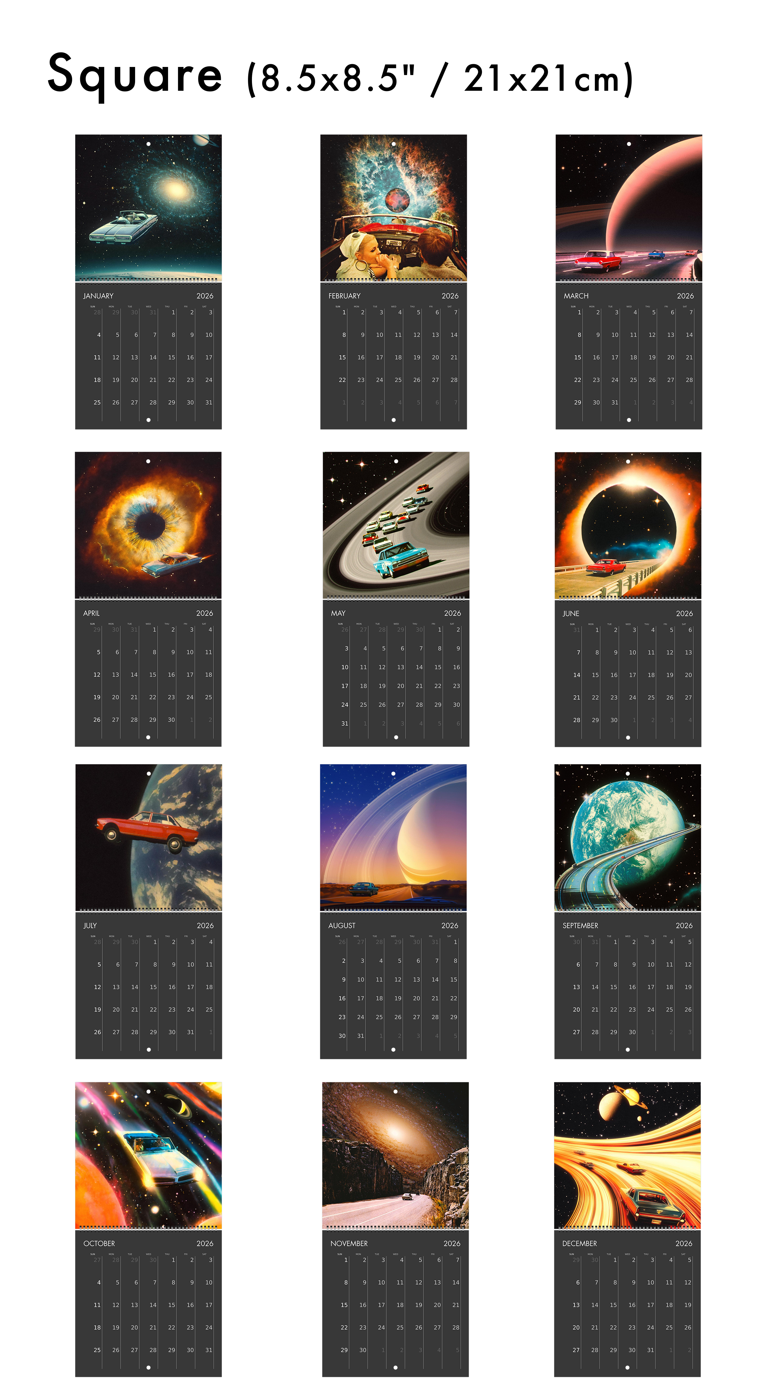 2026 Wall Calendar: Intergalactic Road Trips