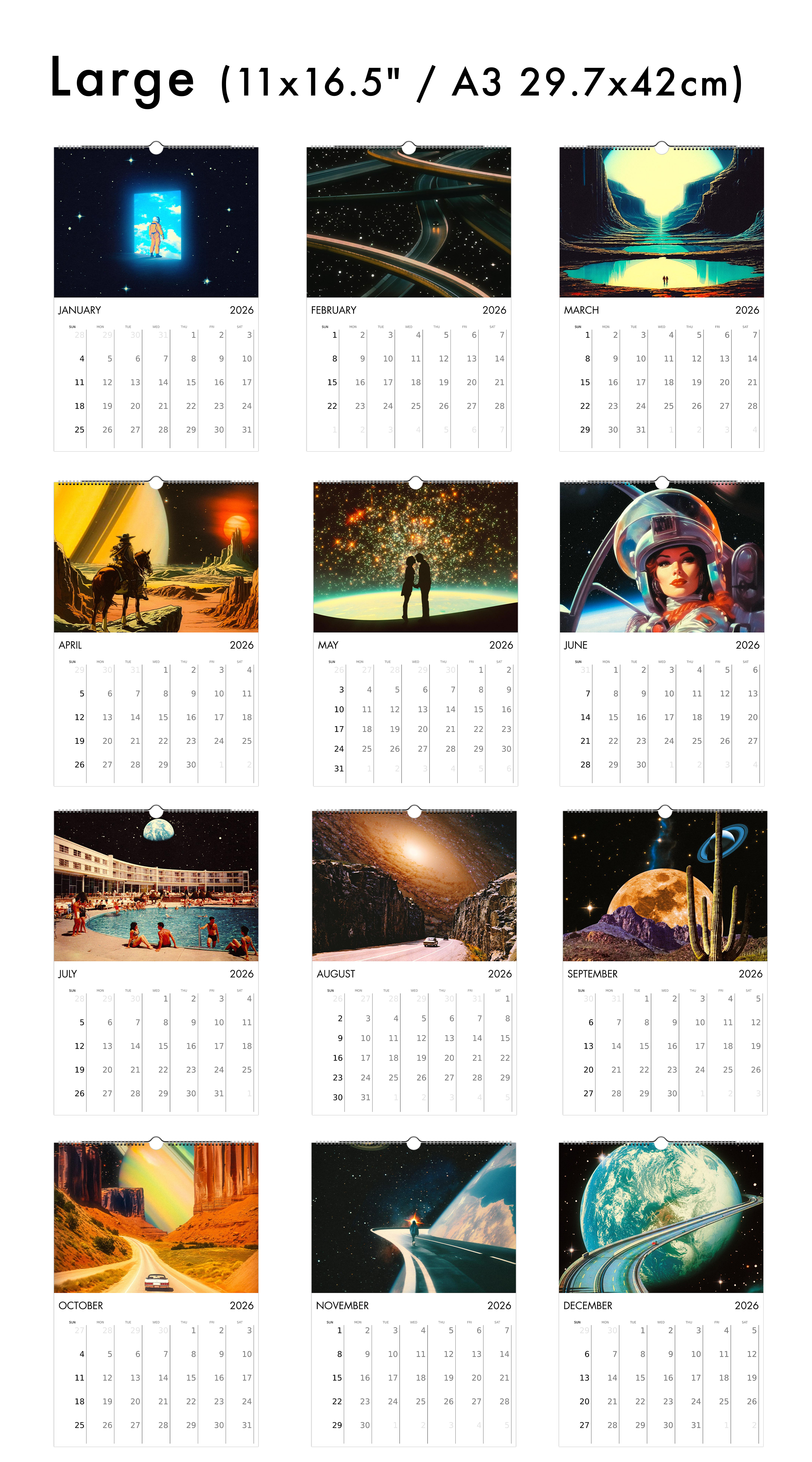 2026 Wall Calendar: Space Escape