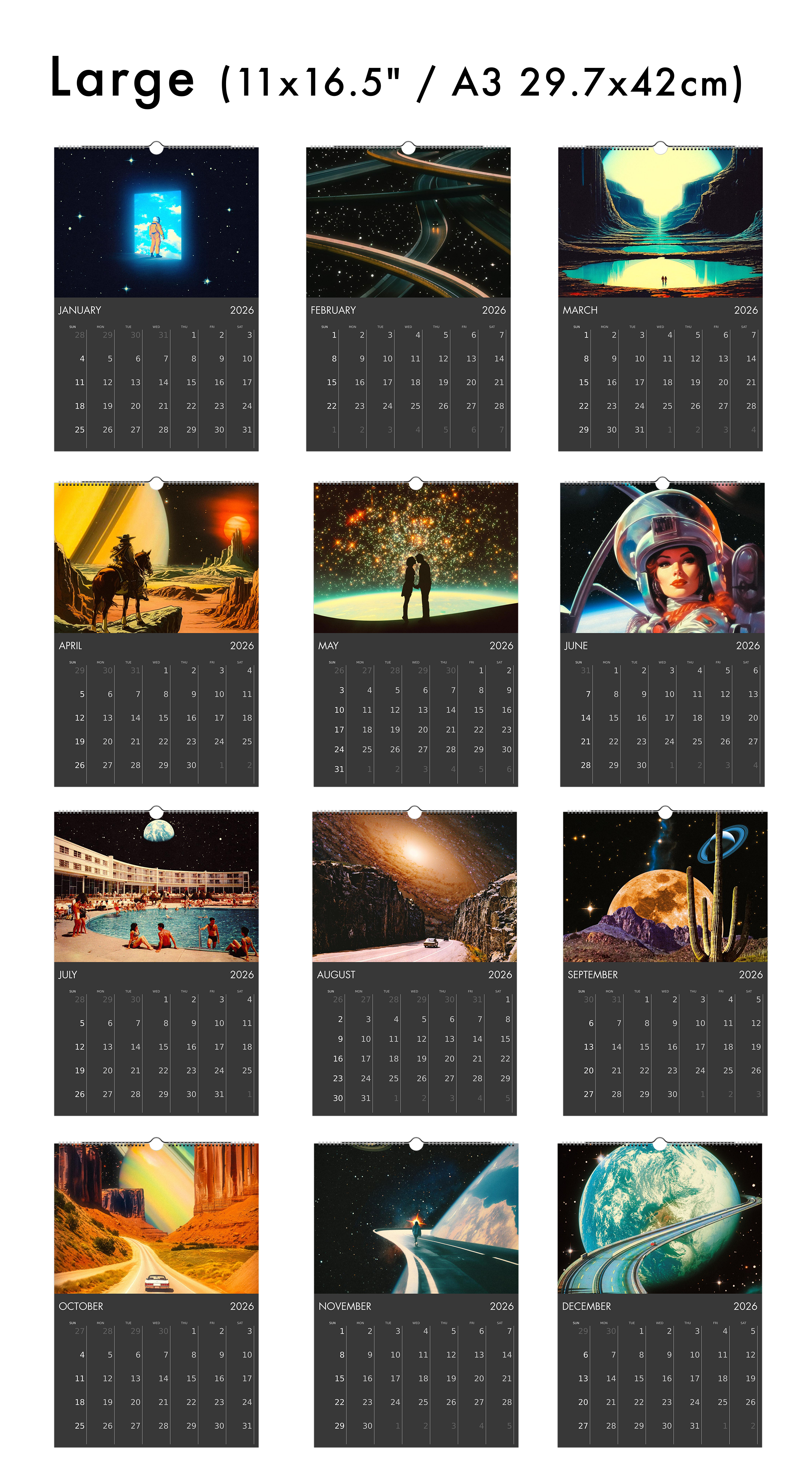 2026 Wall Calendar: Space Escape
