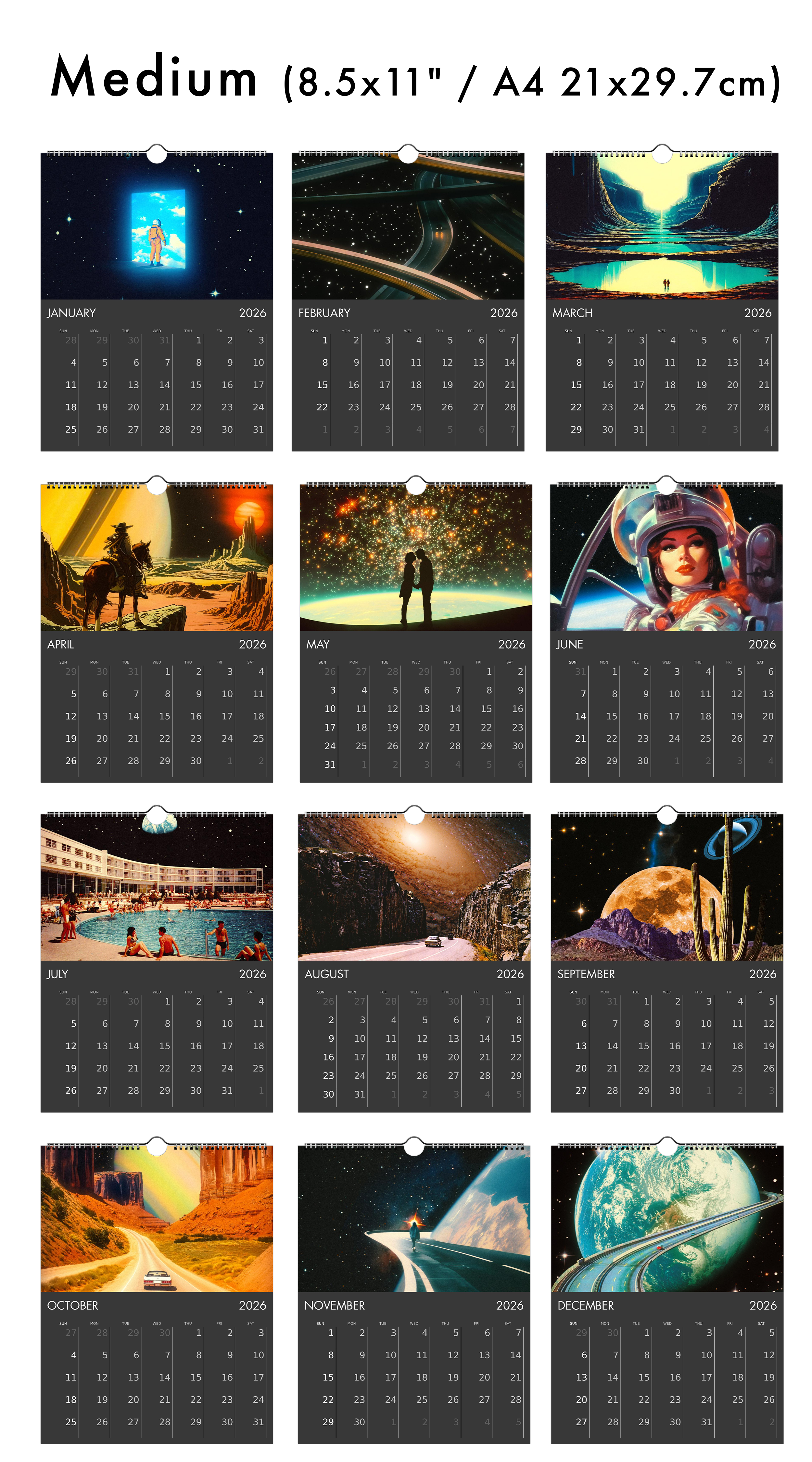 2026 Wall Calendar: Space Escape