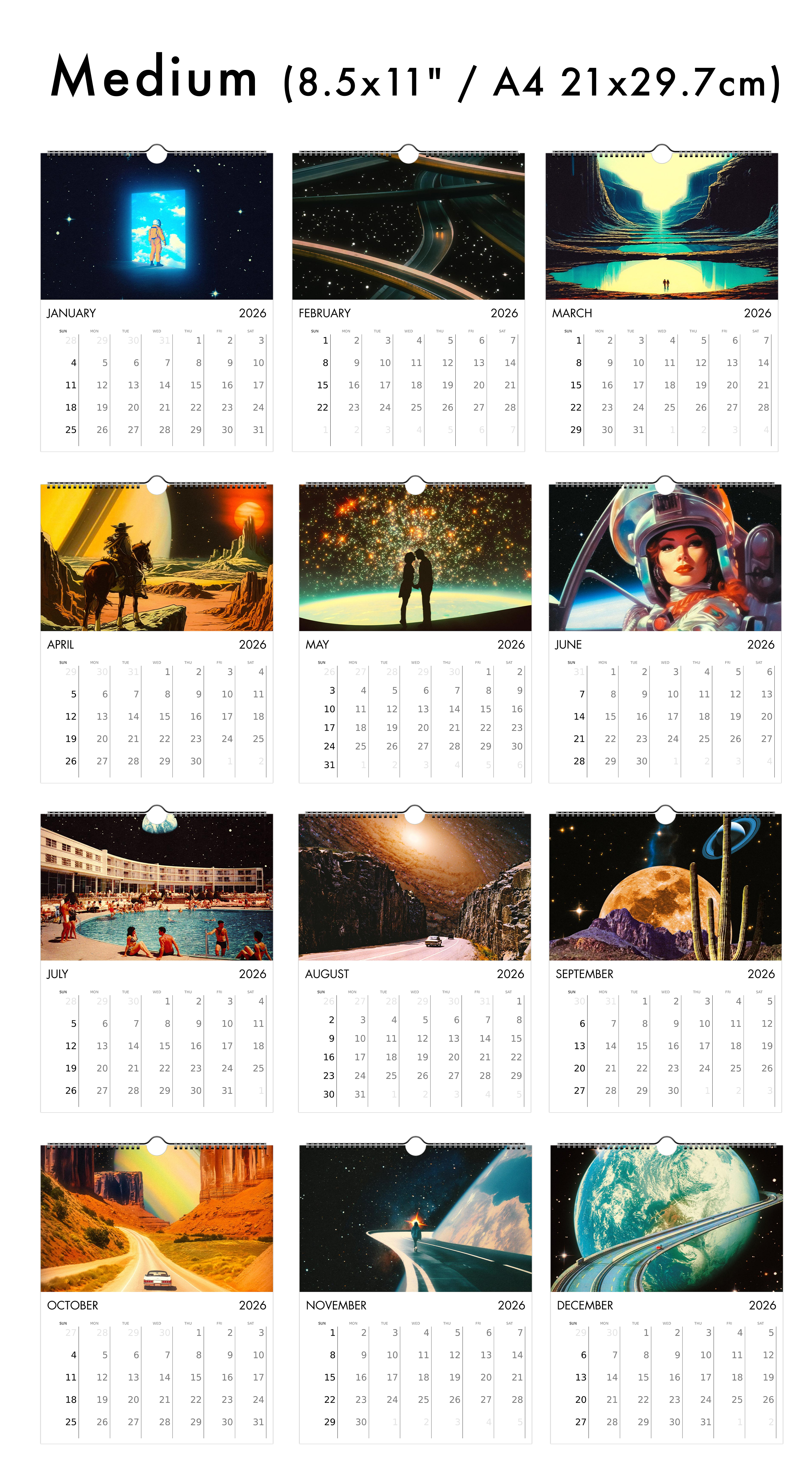 2026 Wall Calendar: Space Escape