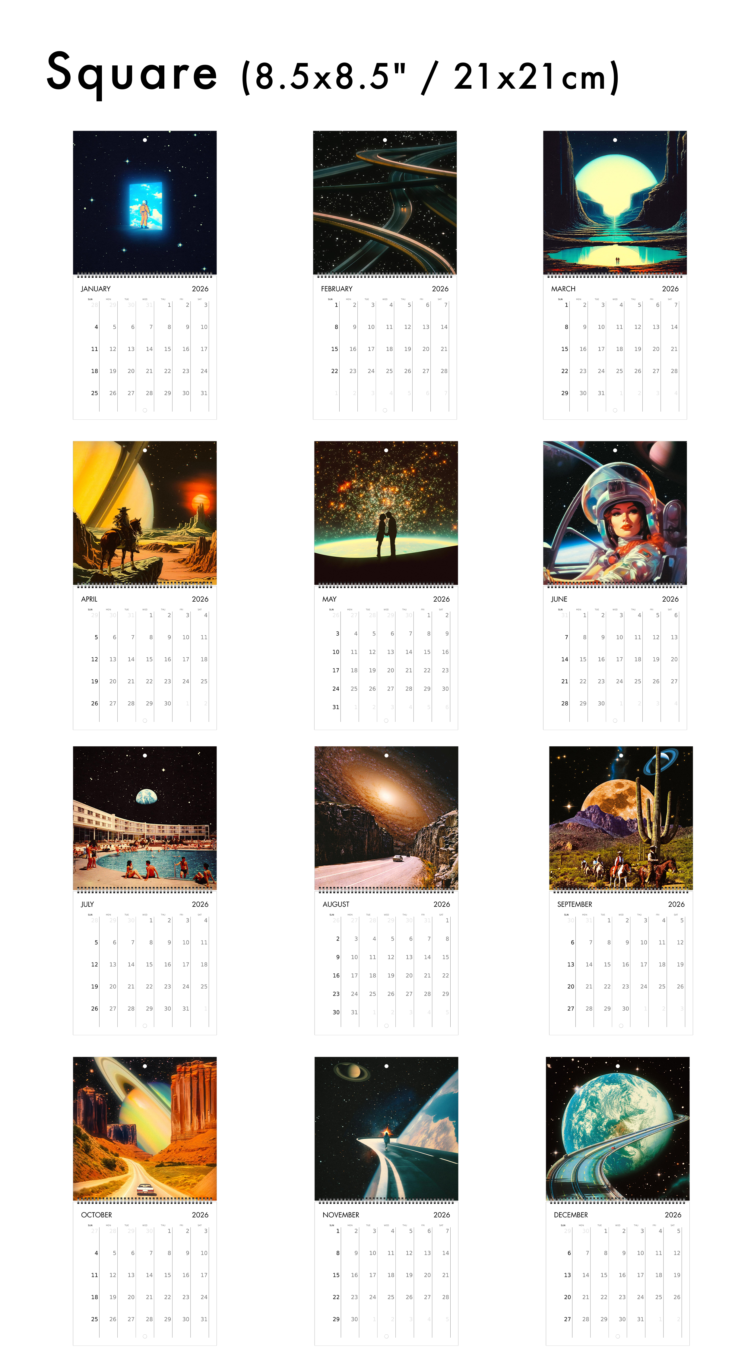 2026 Wall Calendar: Space Escape