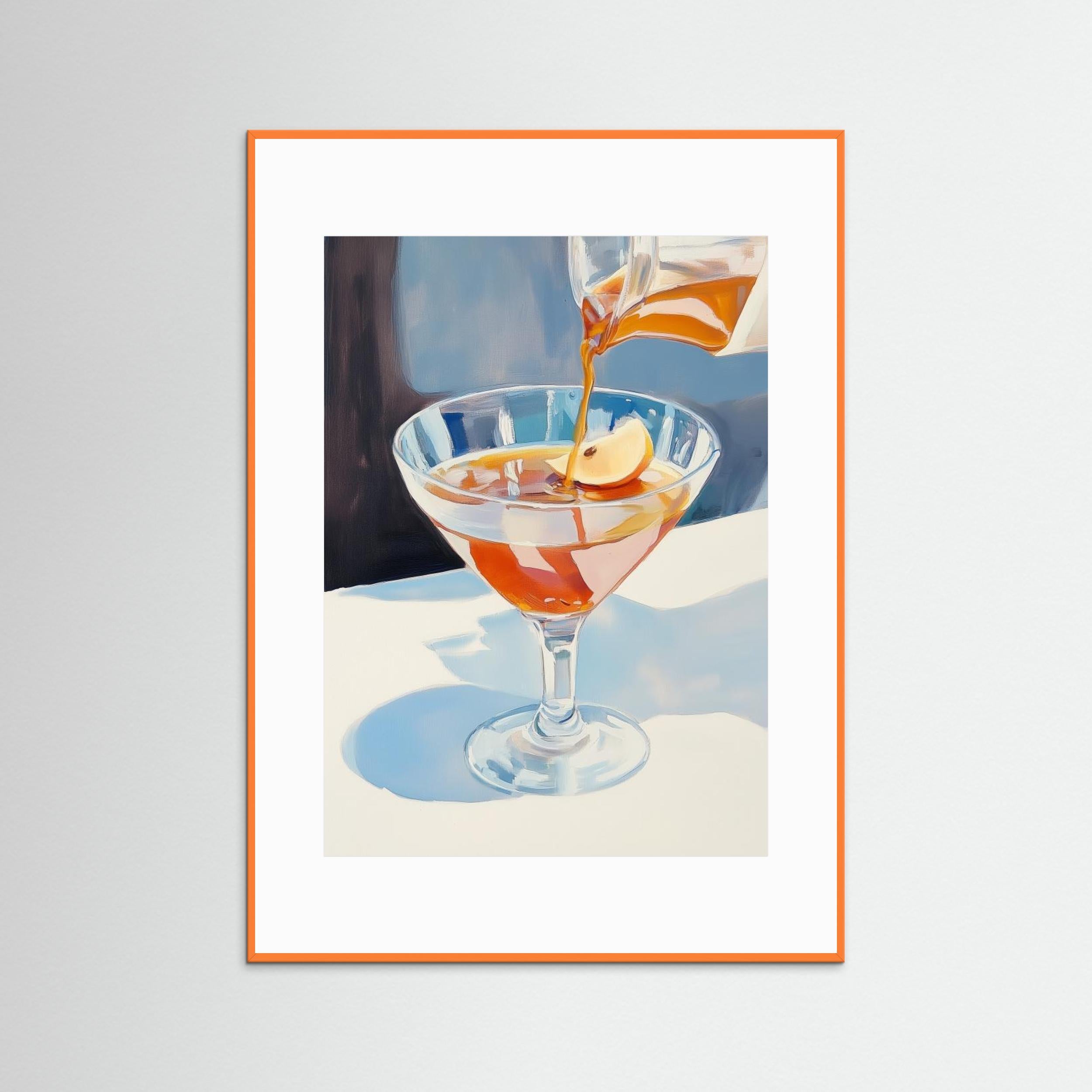 Pouring Lemon Tea into a Glass art print, still life art, vibrant poster, giclée print, modern wall decor, colorful kitchen art