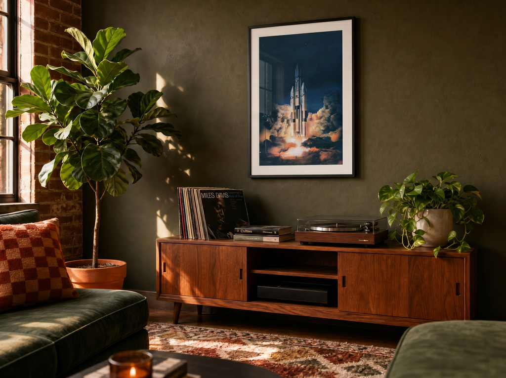 Close-up of the Titan III digital art print by Taudalpoi, featuring a detailed runway and nano banana design.