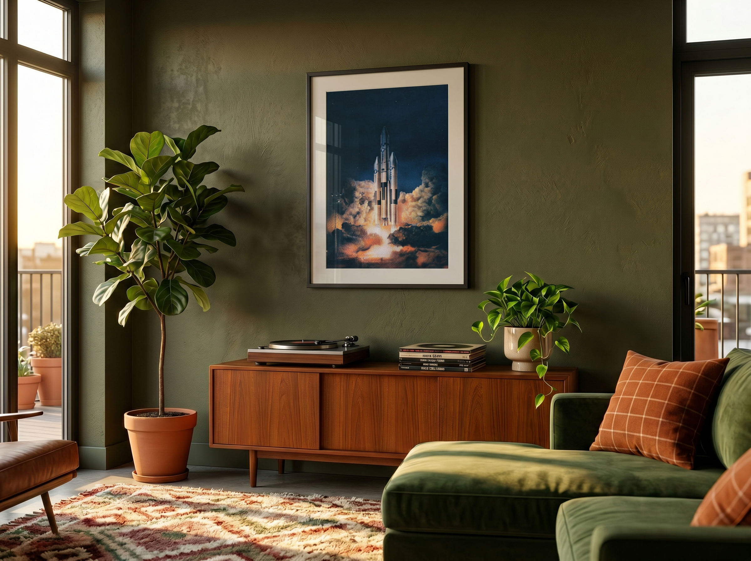 Close-up of the Titan III digital art print by Taudalpoi featuring detailed, vibrant spacecraft design on a digital download mockup.