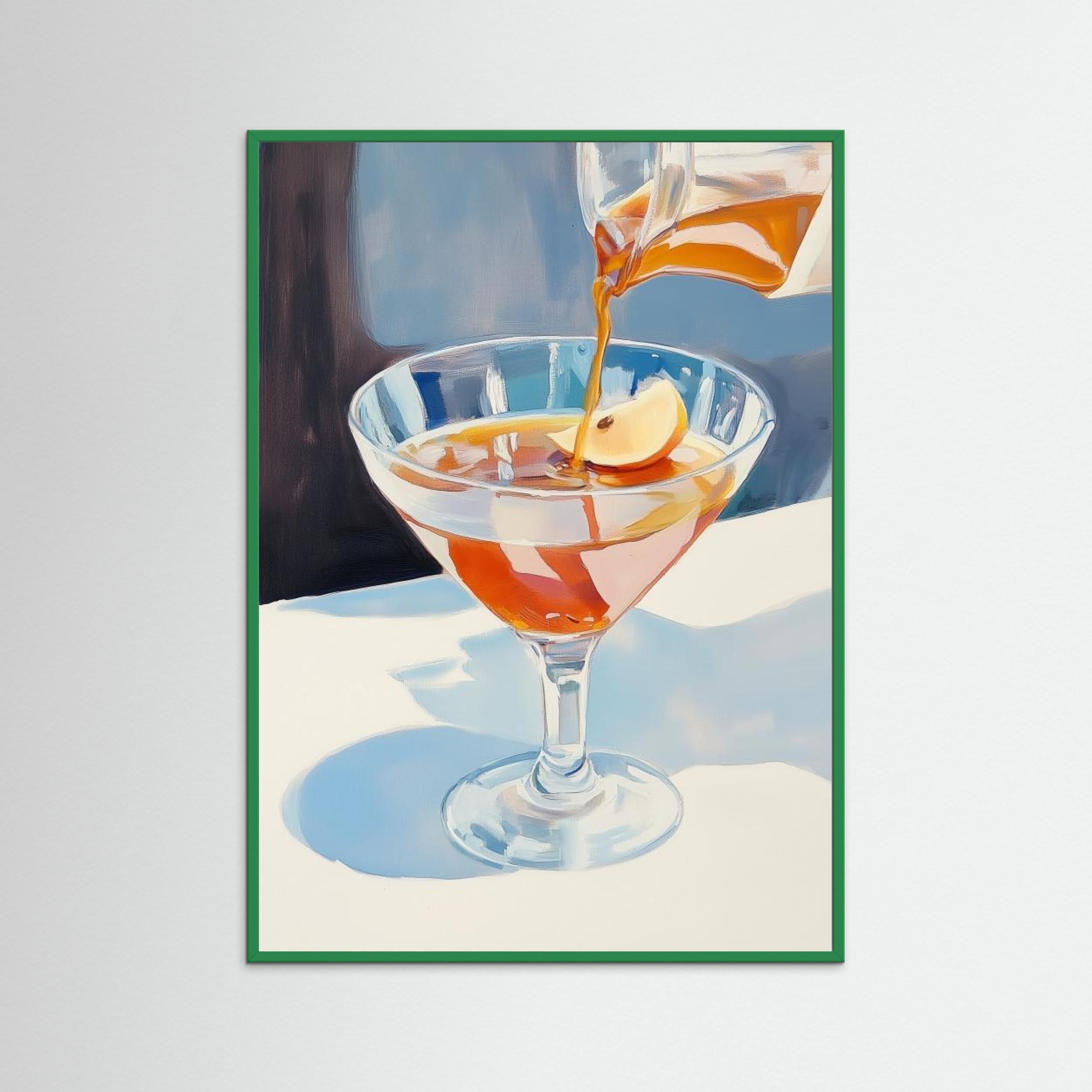 Pouring Lemon Tea into a Glass art print, still life art, vibrant poster, giclée print, modern wall decor, colorful kitchen art