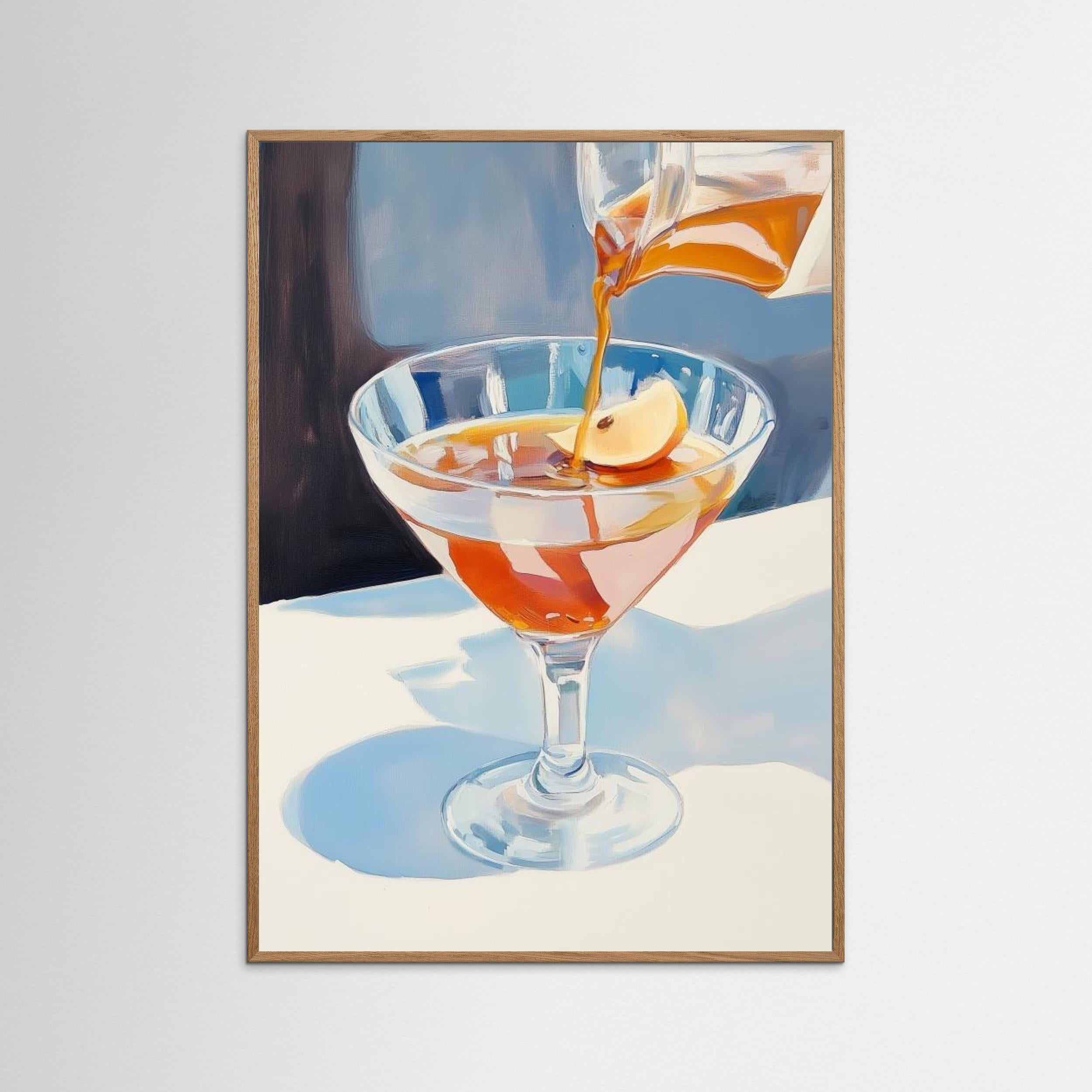 Pouring Lemon Tea into a Glass art print, still life art, vibrant poster, giclée print, modern wall decor, colorful kitchen art