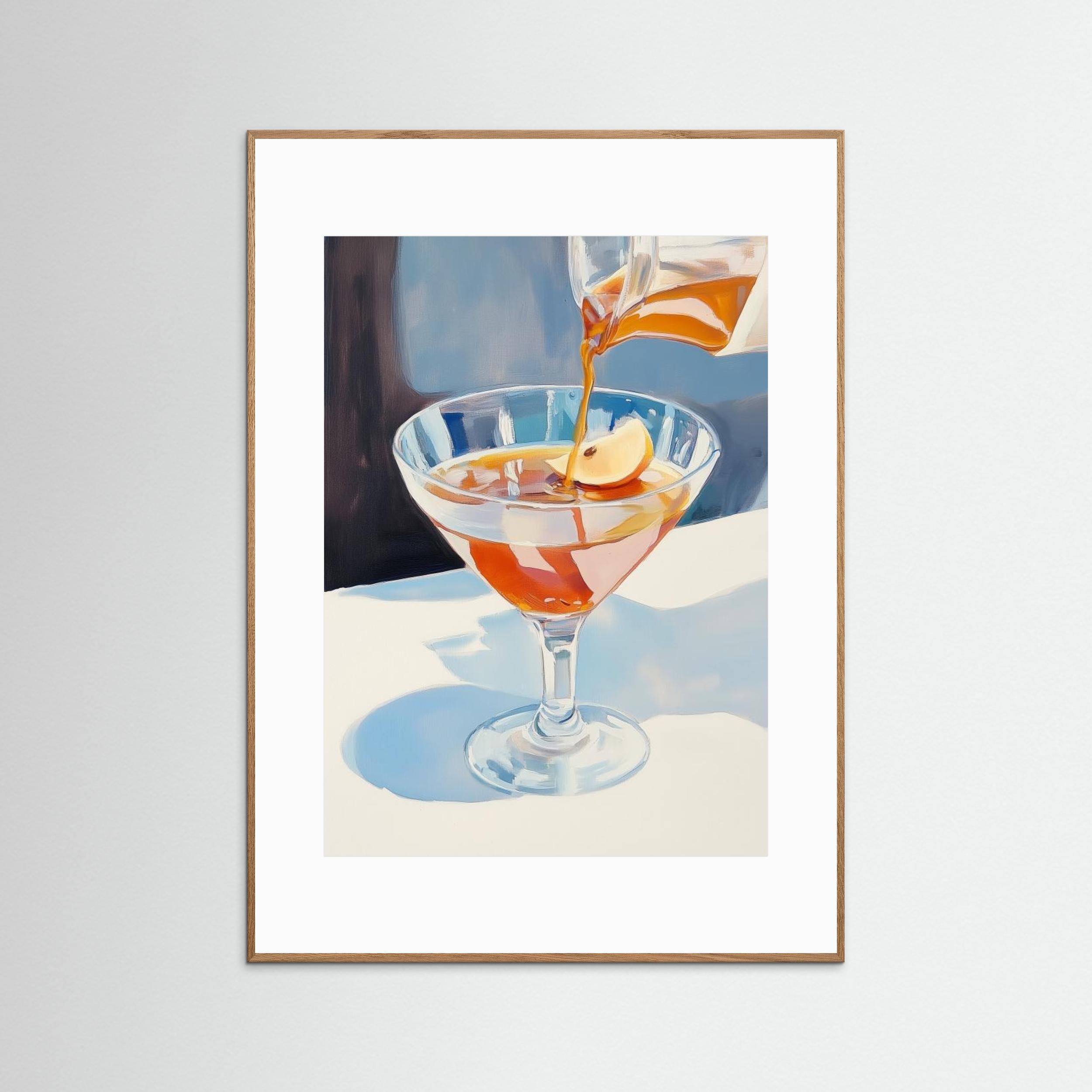 Pouring Lemon Tea into a Glass art print, still life art, vibrant poster, giclée print, modern wall decor, colorful kitchen art