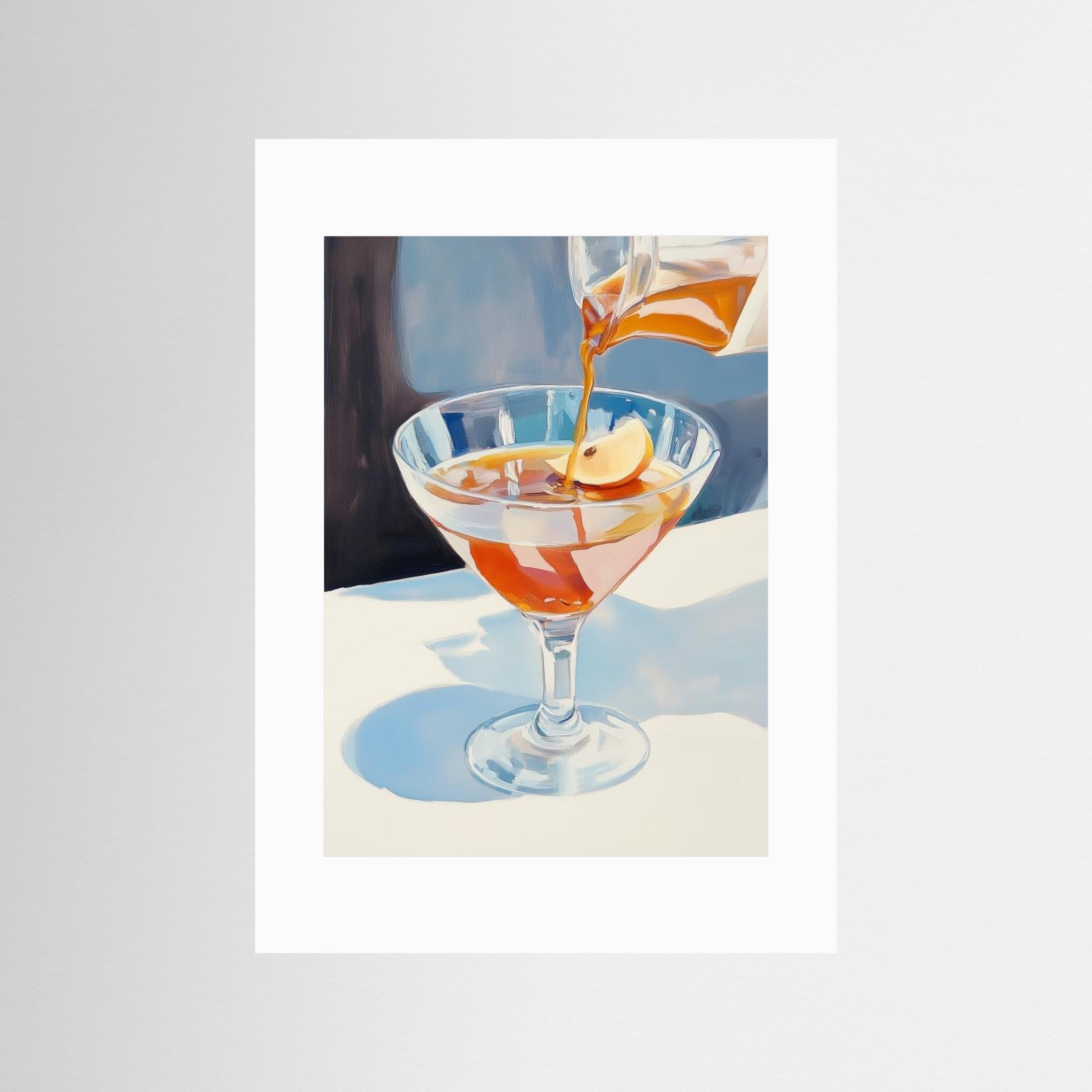 Pouring Lemon Tea into a Glass art print, still life art, vibrant poster, giclée print, modern wall decor, colorful kitchen art