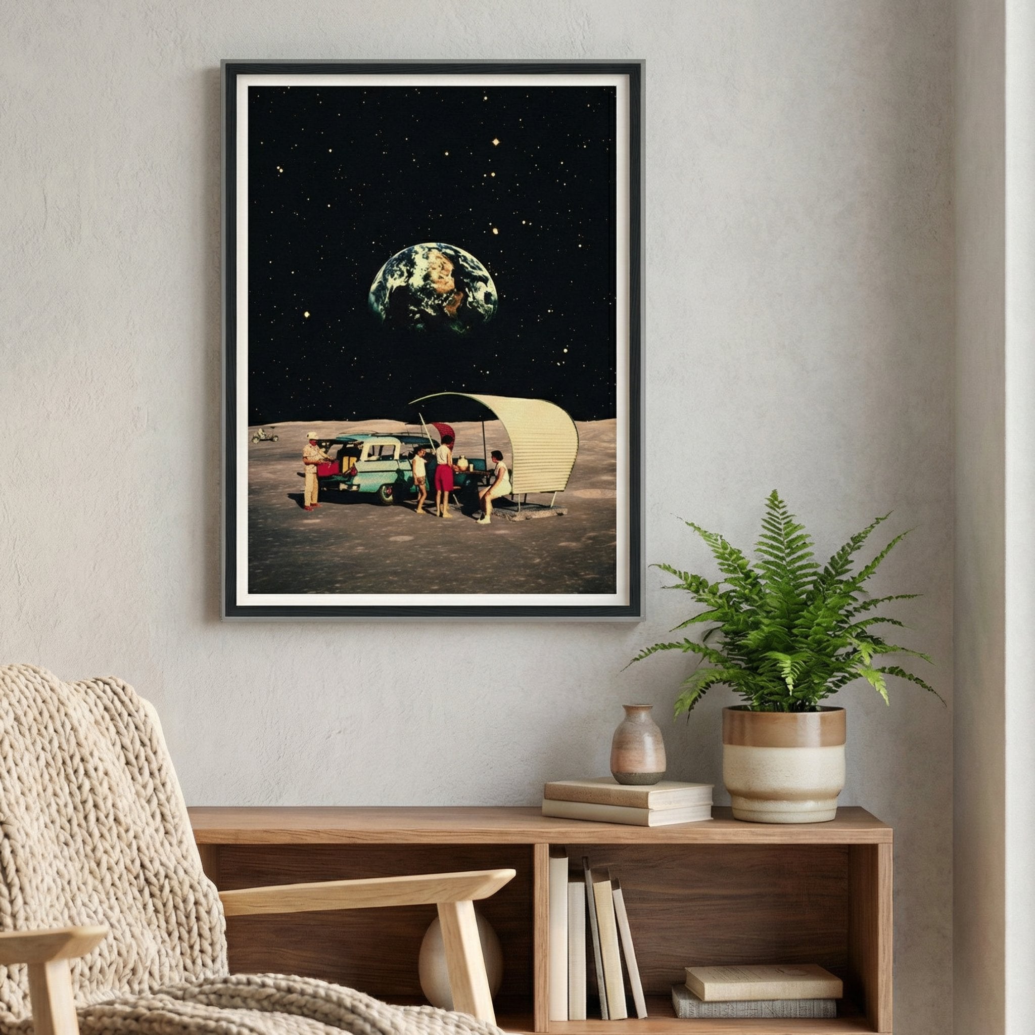 Scandinavian-style Lunar Picnic poster by Taudalpoi, featuring minimalist artwork on a neutral background.